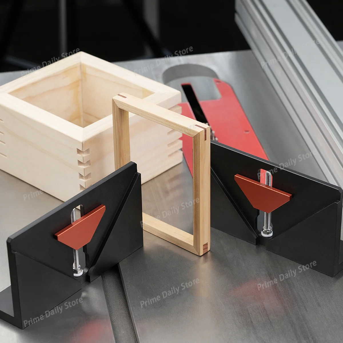 2‑Pcs Aluminum Right‑Angle Joinery Fixture, Corner Dovetail Spline Jig for Picture Frame, Furniture and Drawer Crafting