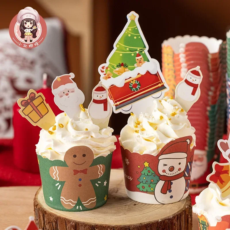 Christmas Cake Decoration Plug-in Card Placement Cupcake Cup Birthday Strawberry Tower Cardboard Baking Small Box