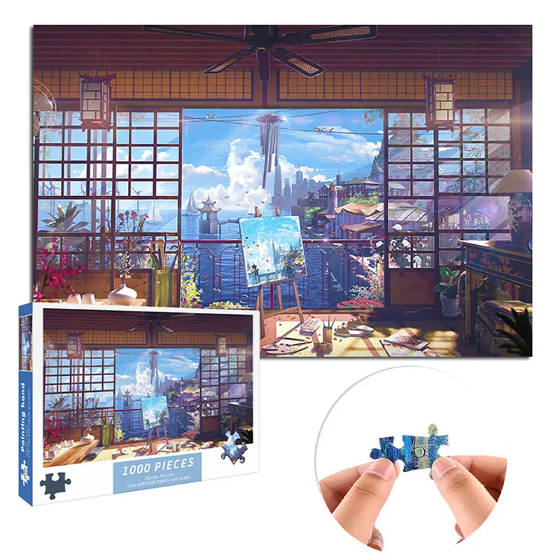 

70x50 см для взрослых, 1000 шт., бумажный пазл, художник, милый исцеляющий, высокая сложность, декомпрессия, игрушка-головоломка для девочек, подарок на день рождения