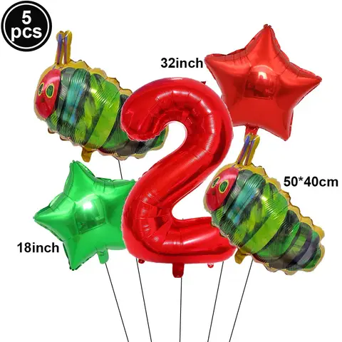 1Set The Very Hungry Caterpillar Foil Balloons Number 1 2 3 4 Balloon Set 1st 2nd Birthday Hungry Caterpillar Theme Party Decor