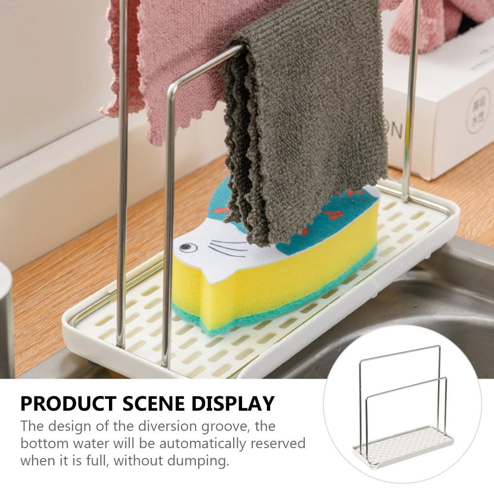 

Multifunctional Sponge Dishcloth Storage Rack Drainage Shelf Kitchen Organizer No Drilling Wall Mount Vertical Stand Household