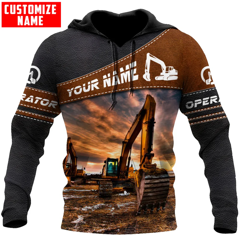 Customized Name Excavator Operator 3D All Over Printed Men Hoodie Unisex Hooded sweatshirt Streetwear Casual zip hoodies DK509