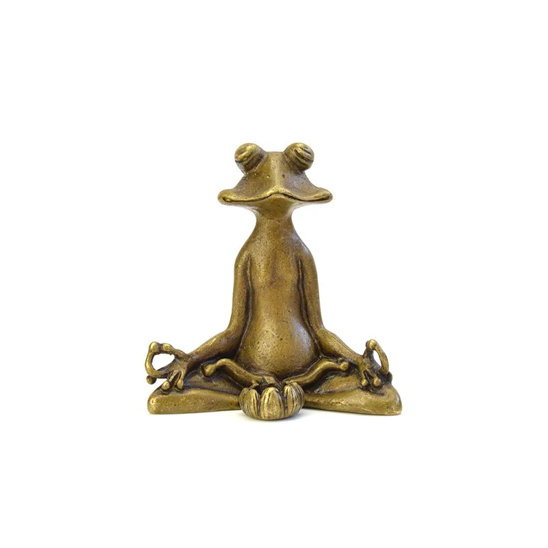 Antique Brass Seat Zen Frog Decoration Solid Frog Lotus Incense Stick Tea Ornaments Tea Art Decoration Gift