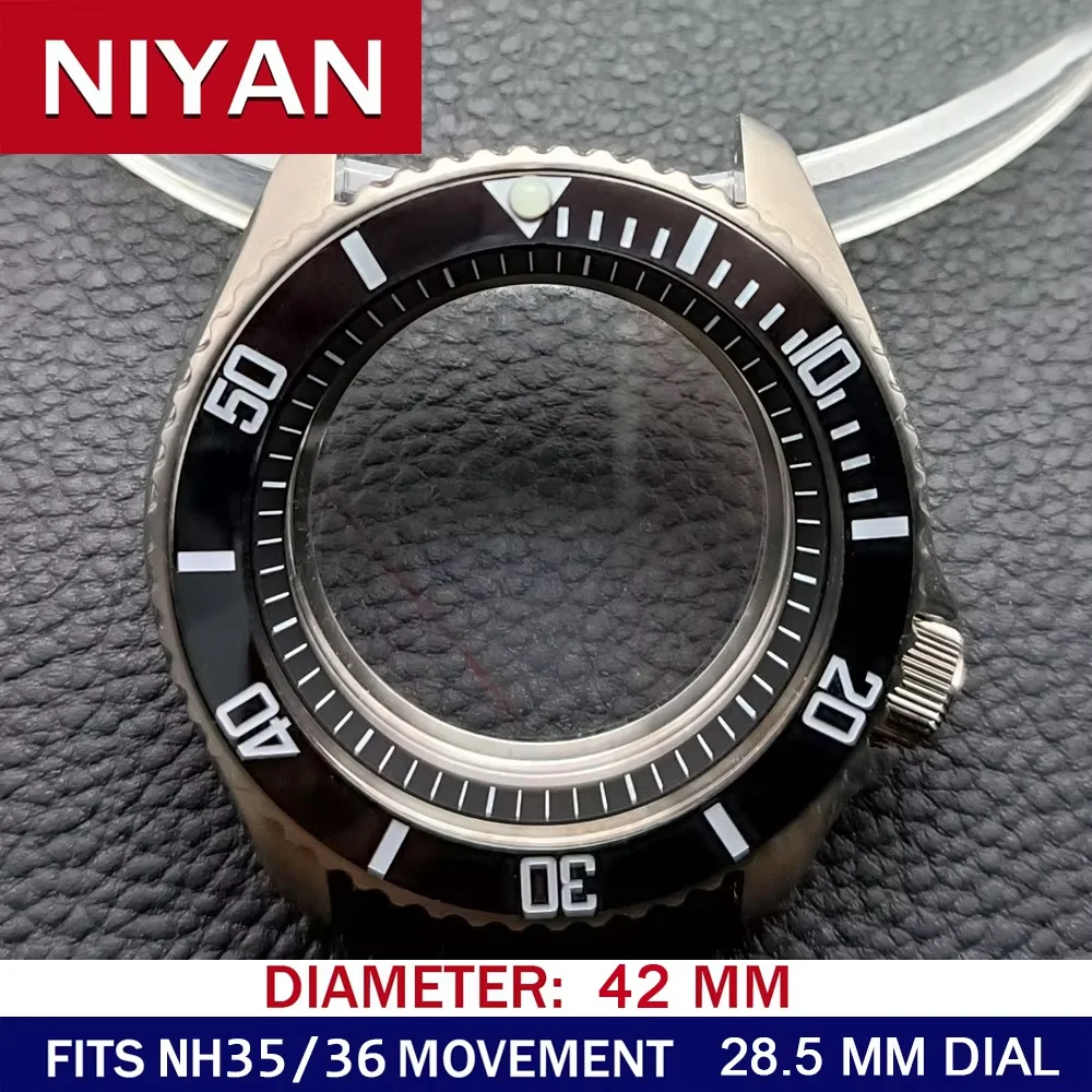 

Case For NH35 42mm High-quality Men's Watch Steel Black Case NH35 NH36 Movement Case Watch Accessories Sapphire 22mm Band
