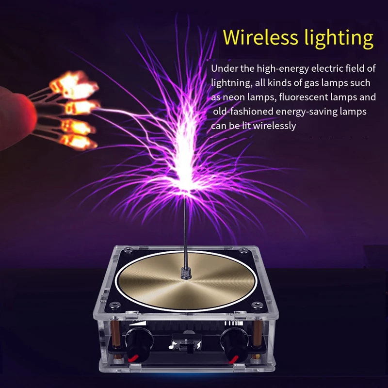 For Tesla Gold Music Coil Artificial Lightning-Pattern Touchable Audio Input Bluetooth Science Experiment Coil, Durable UK Plug