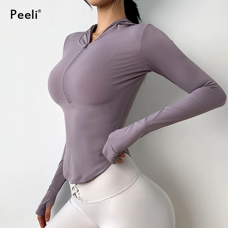 Running Sports Jacket Women Zip Fitness Yoga Shirt Winter Long Sleeve Hoodie Yoga Jacket Gym Top Coat Activewear Workout Clothes