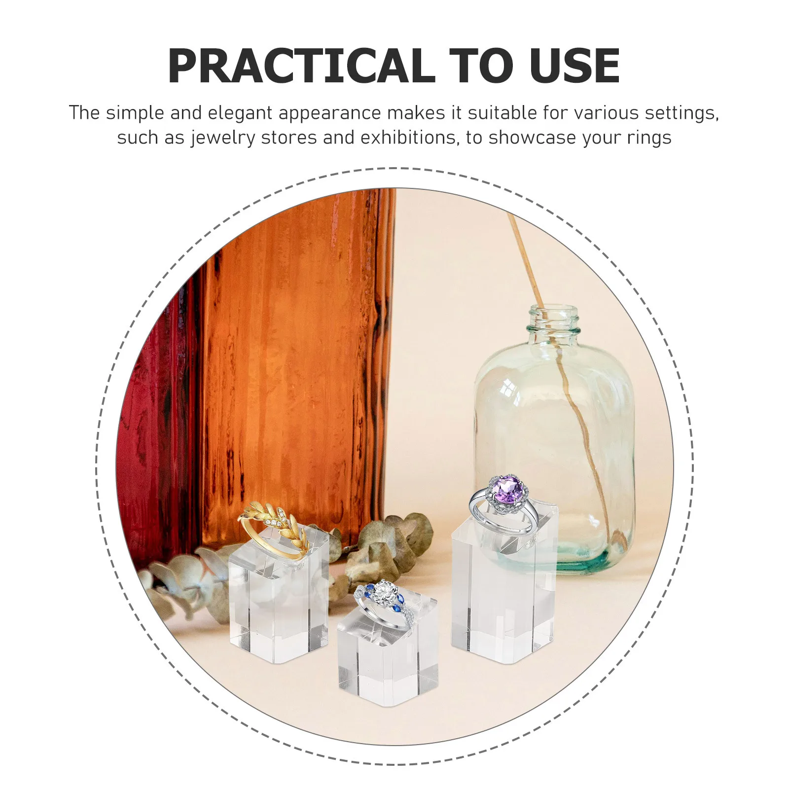 3 قطعة حامل عرض خاتم أكريليك حامل مجوهرات مائل شفاف تصميم عصري أنيق لمعارض المتجر تصوير المجوهرات #4
