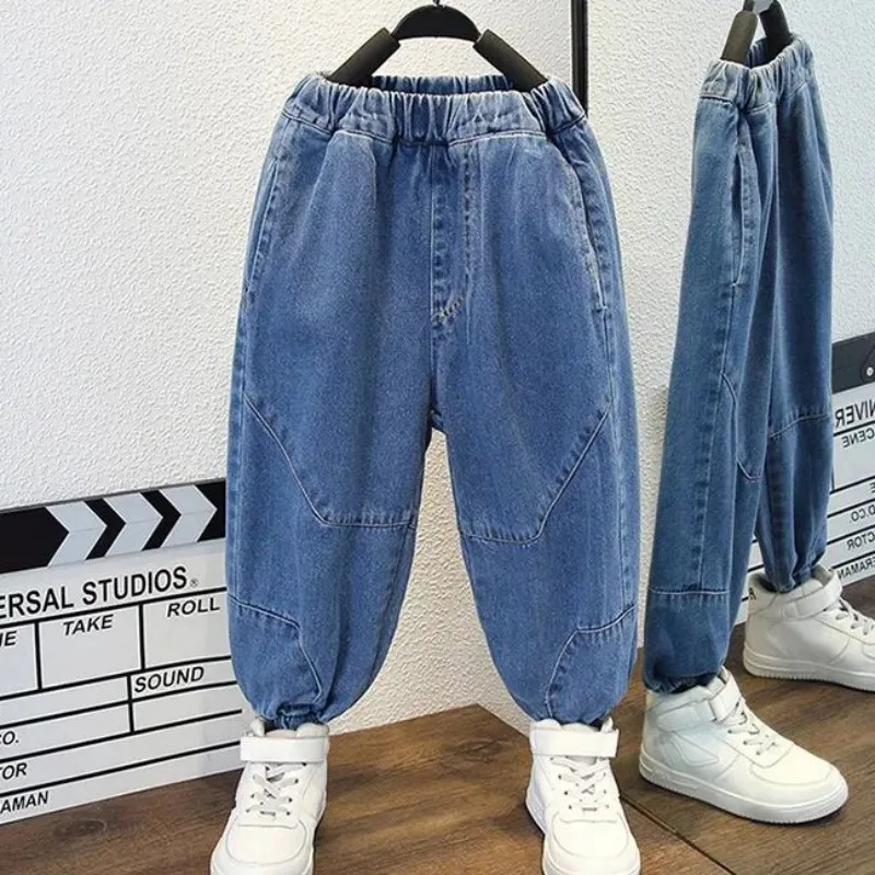 Meninos primavera denim conjunto nova versão coreana meninos roupas bonitas primavera e outono crianças moda jaqueta calça conjunto de duas peças
