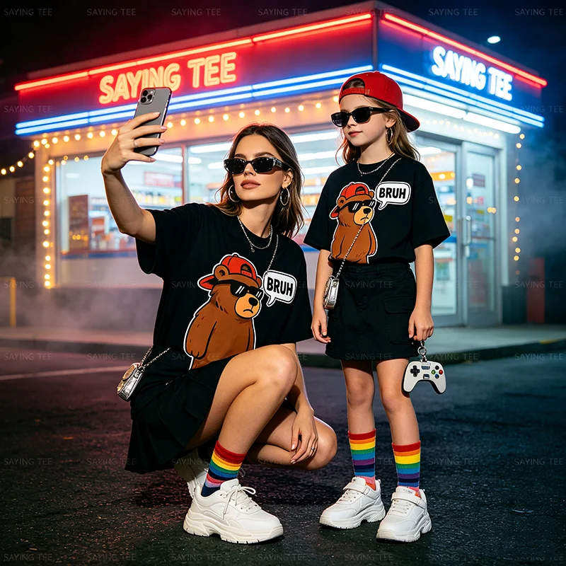 Cool Bruh Bear Herren Damen Jungen Teenager Lustiges Bären-T-Shirt Y2k Wildnis und Sarkasmus Spruch-T-Shirt Baumwolle Kurzarm Grafik-Bekleidung – Detail 4