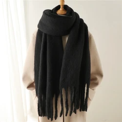 Winter Scarf For Women Cashmere Warm Solid Pashmina Blanket Wraps Female Thick Soft Bufanda Big Tassel Shawl Long Poncho Echarpe