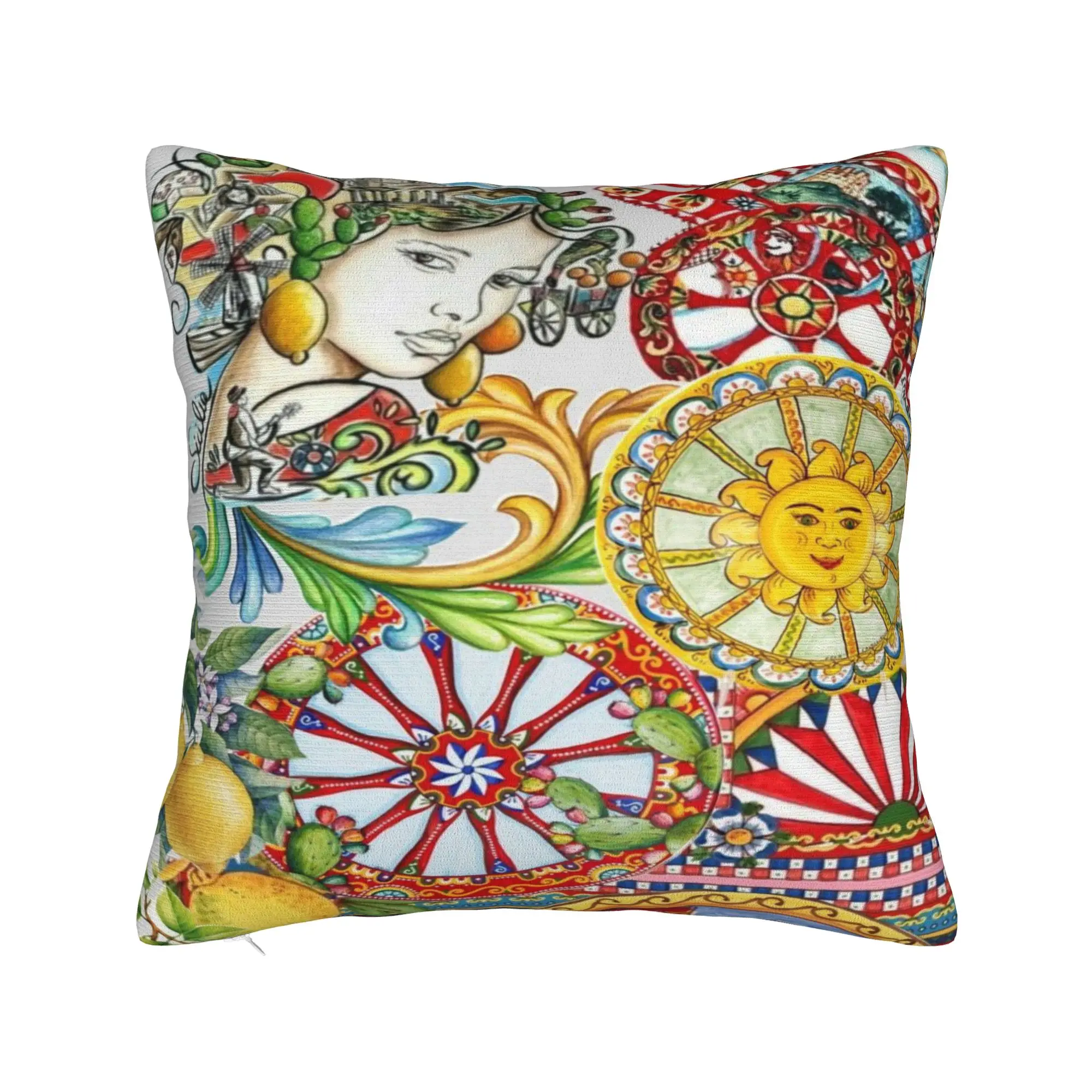 Pillow Cover Italy Cute Print Sicilia Sicily Love Trinacria  Cute Funny Pillow Case For Sofa Car Home Decor Pillowcases