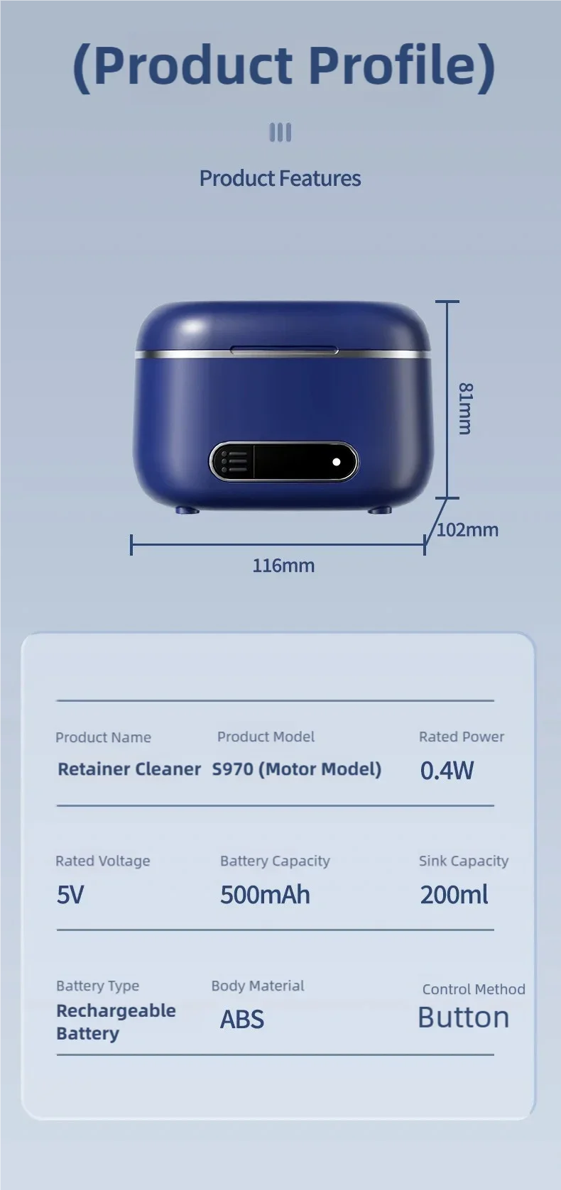 TINSOL 50kHZ Ultraschallreiniger USB-Aufladbarer Mini-Hochfrequenz-Vibrationsreiniger Geeignet für die Reinigung von Schmuck und Zahnprothesen – Detail 10
