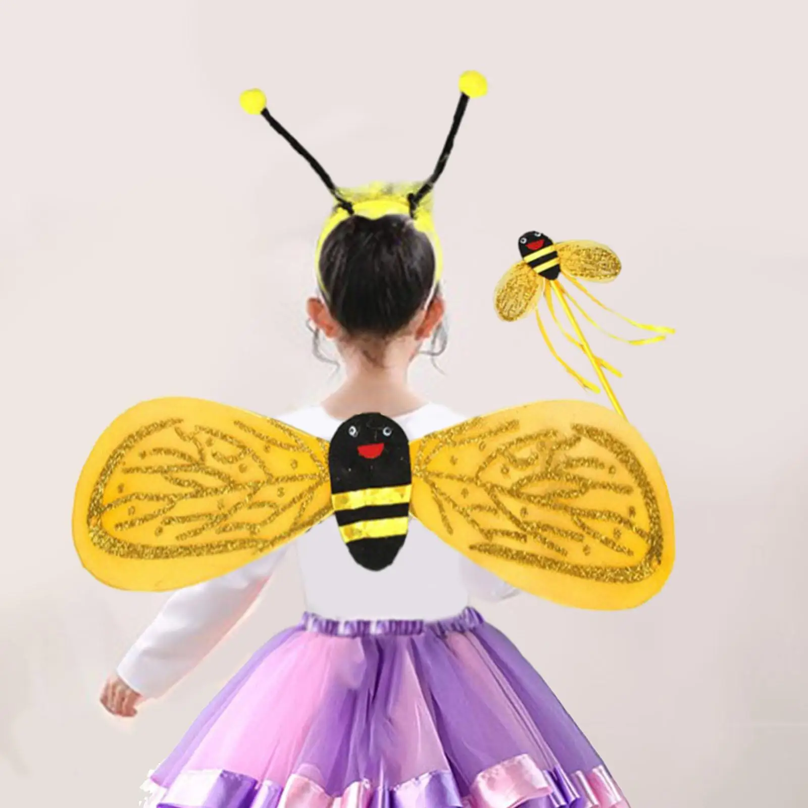 Bee Toddler Bumble Costume Kids Girls Bee Wing Headband Dress up Bee Halloween Costume for Festival Animal Themed Party Supplies