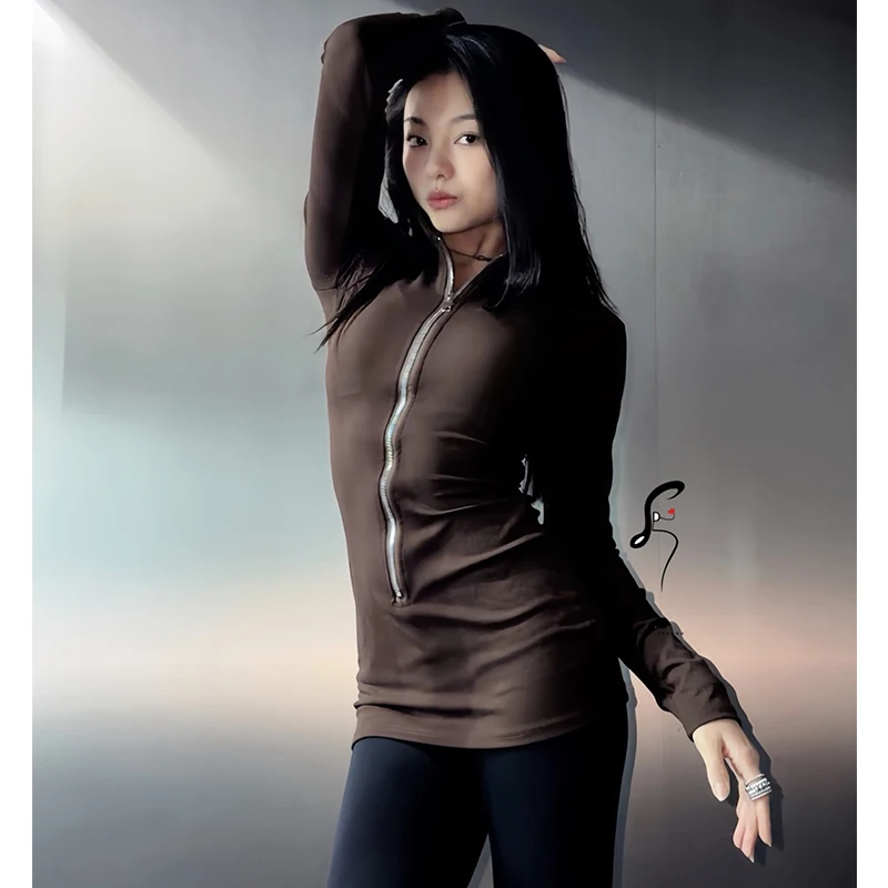 

New Latin Dance Dress Long Sleeves Zipper Design Wrap Hip Dress Women Sexy Club Dress Adult Rumba Salsa Dance Clothes DNV25659