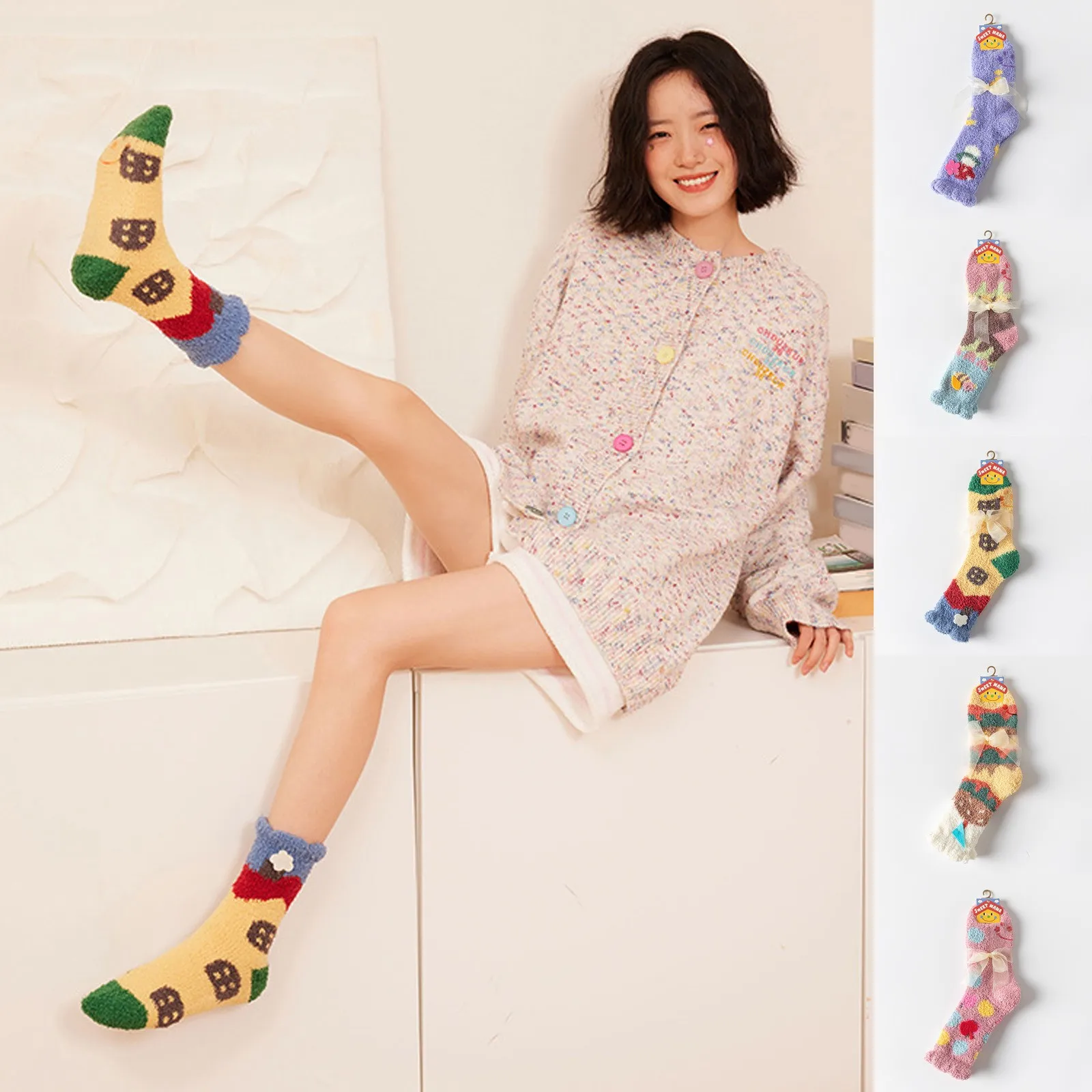 

Простые универсальные модные носки Коралловые бархатные женские носки милые и милые. Зимние утолщенные средние трубки Chaussettes femmes