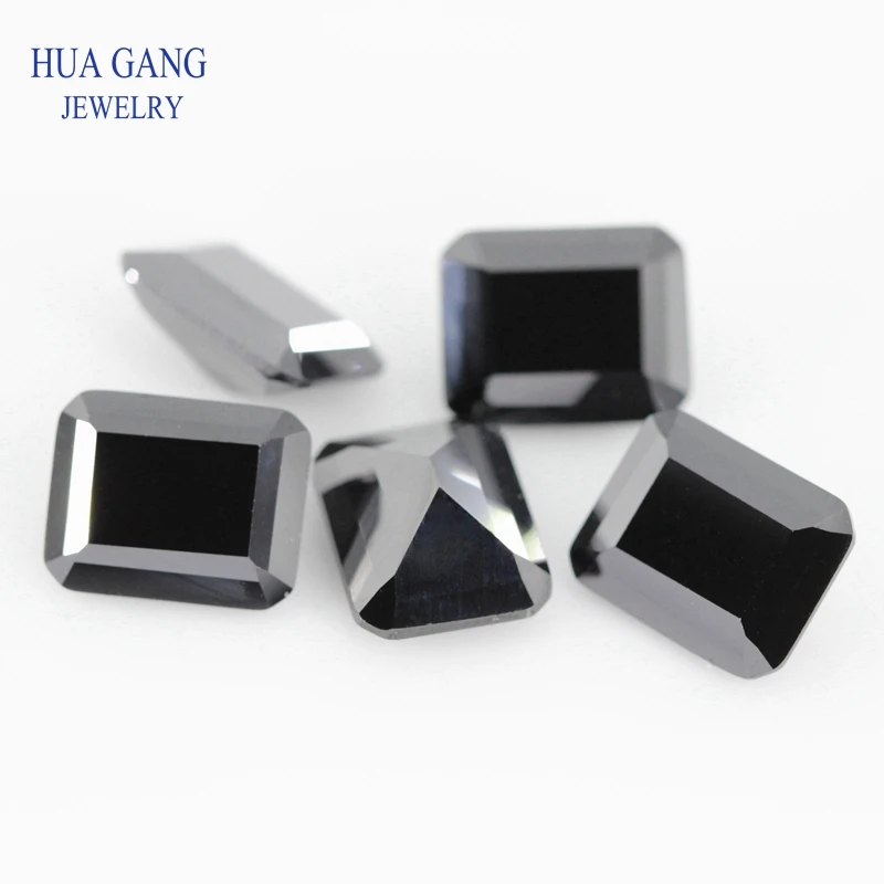 Preto Natural Spinel Loose Gemstone, Forma Octangle, DIY Fazer Jóias, Tamanho 5x7mm ~ 10x14mm