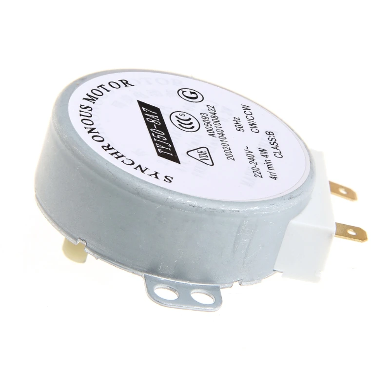 มอเตอร์ถาดไมโครเวฟมอเตอร์220-240V 4W 4RPM 48mm Dia มอเตอร์ซิงโครนัสขนาดเล็กสำหรับเครื่องเป่าลมอุ่น50/60Hz cw/ccw TYJ50-8A7