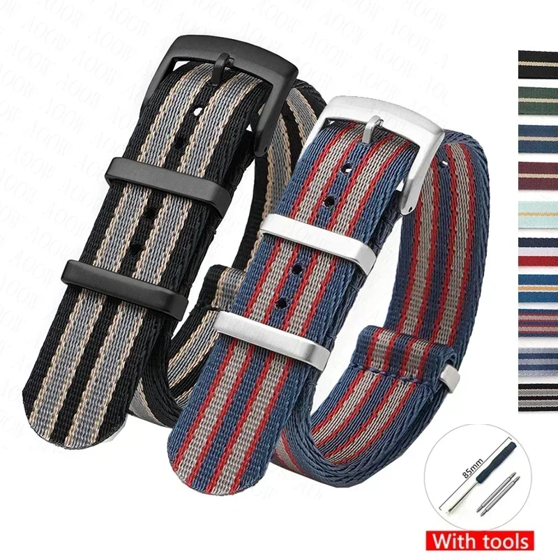 Military Nylon Strap for Seiko Omega Seamaster 300 Speedmaster Men Seatbelt Diving Sport Watch Band Accessories 18/20/22/24mm