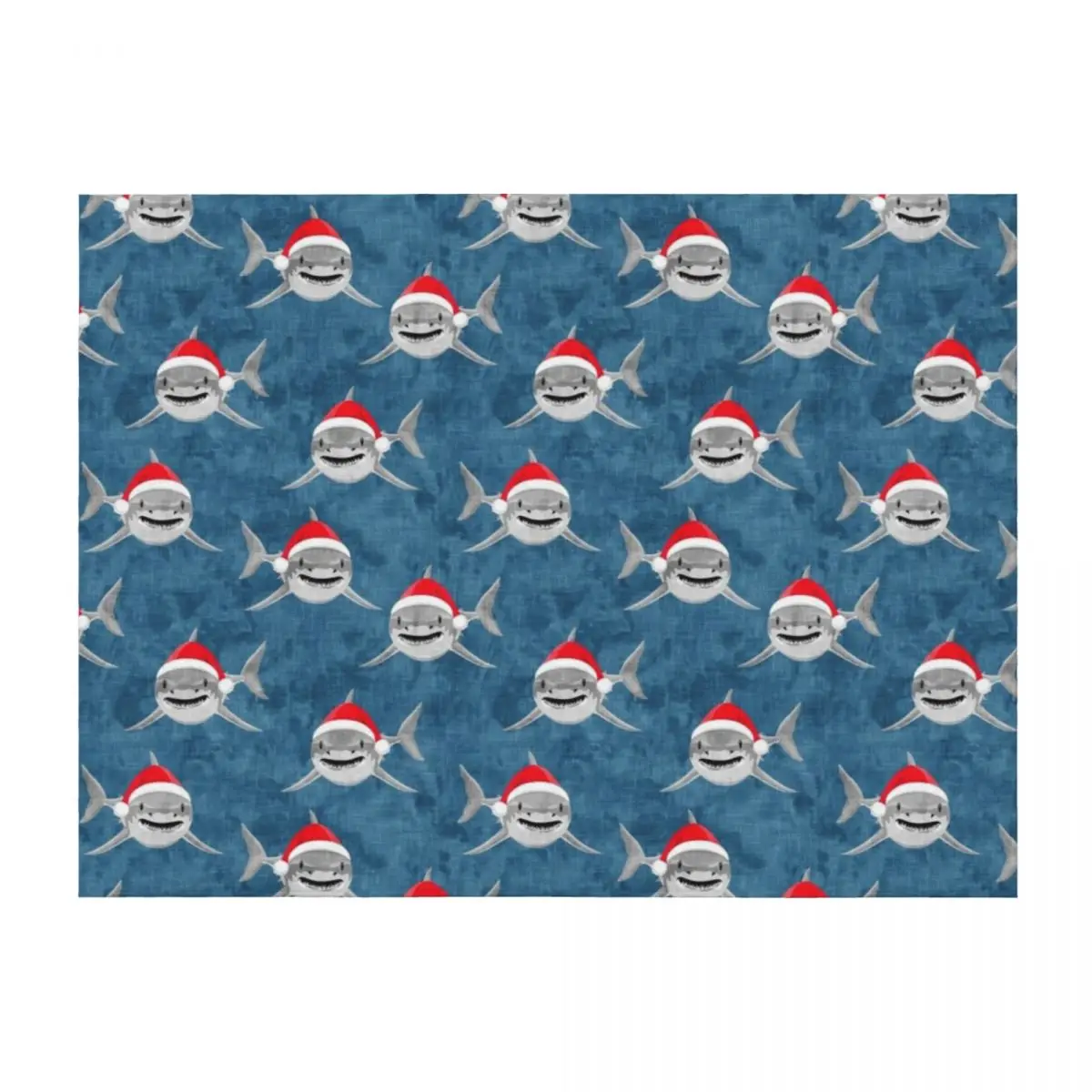 

Santa Sharks - blue - Christmas shark Throw Blanket christmas decoration Soft Big for babies Camping Blankets