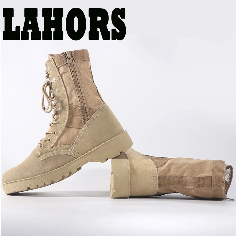 LAHORS Men Tactical Desert Boots Outdoor Combat Lightweight Non-Slip Hiking Shoes High-Top Botas Work Shoes