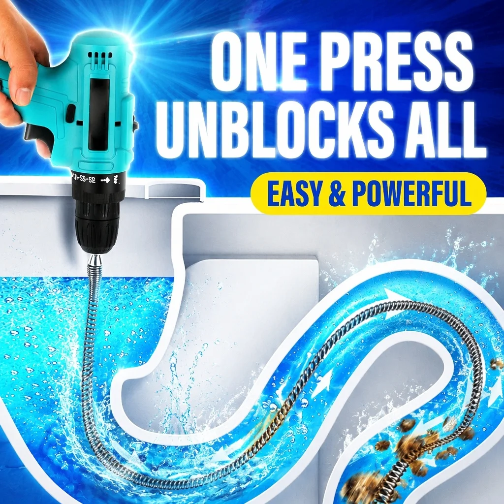 Drain Dredging Spring Tube with Free Electric Drill Bit, Pipe Cleaner Clear Hair Waste Clogs for Kitchen Sink Toilet Floor Drain