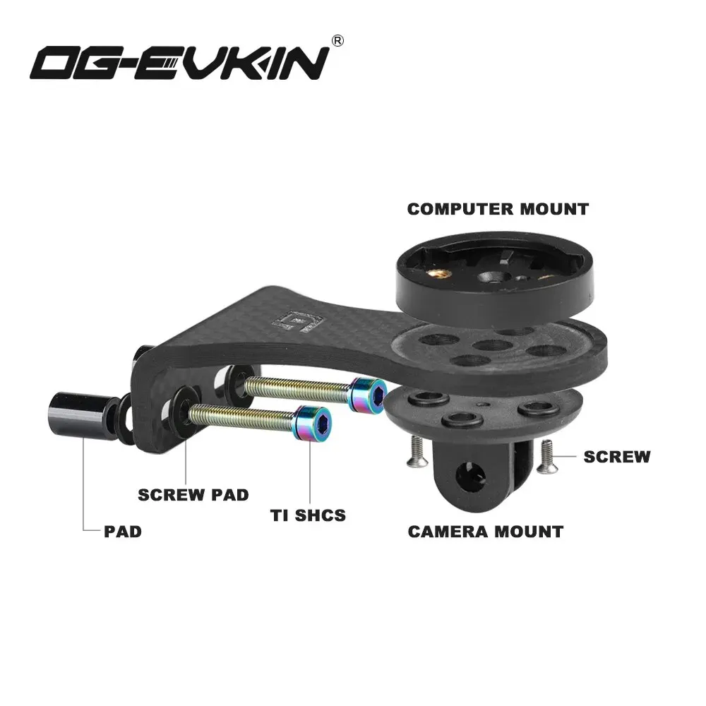 OGEVKIN Bike Stem Extension Carbon Computer Mount Holder Rack for GPS/Cycling Computer/Camera/Light Bicycle Accessories 3K Black