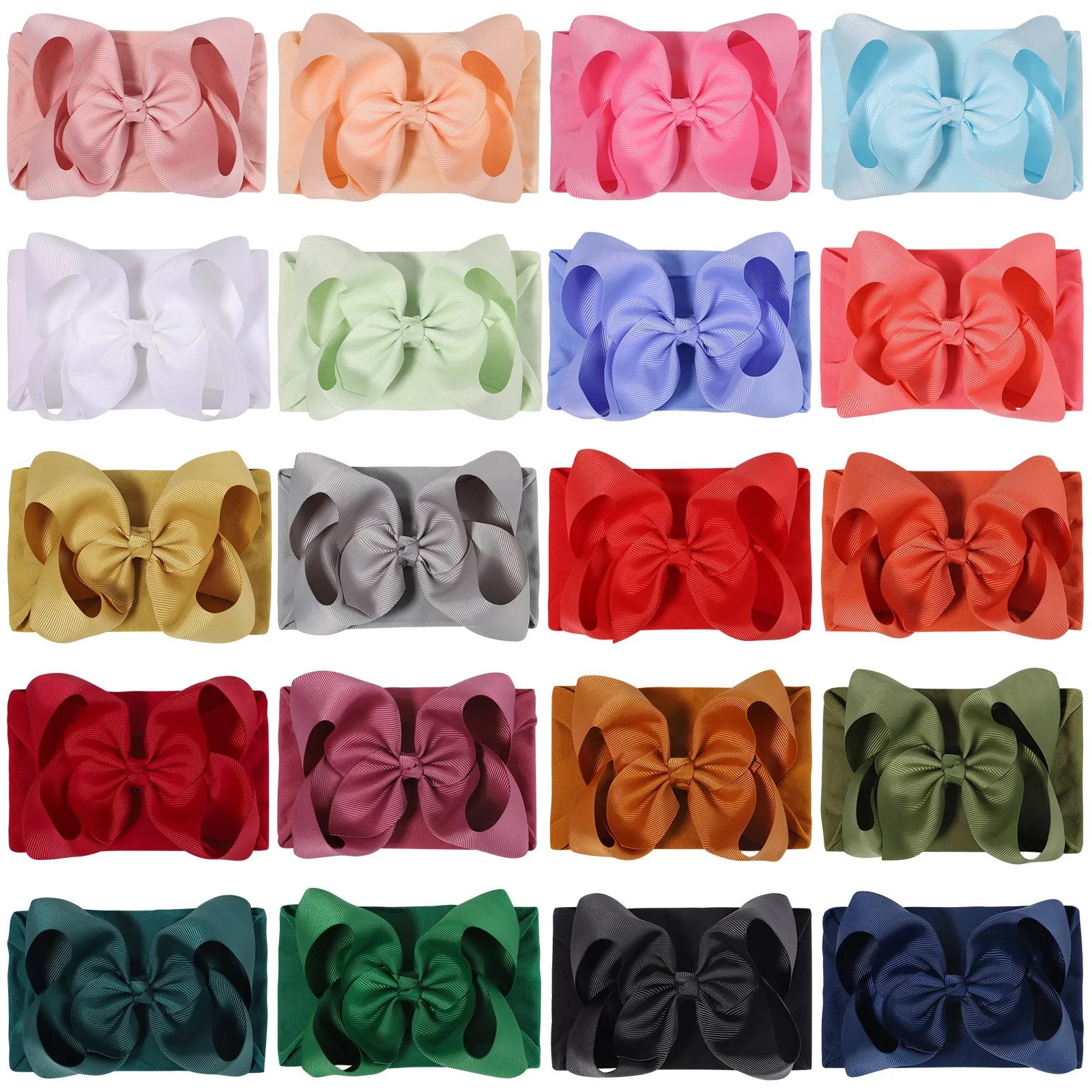 Classic Color Bowknot Baby Headband Newborn Wide Nylon Elastic Cables Turban Toddler Hairbands Headwear Kids Hair Accessories