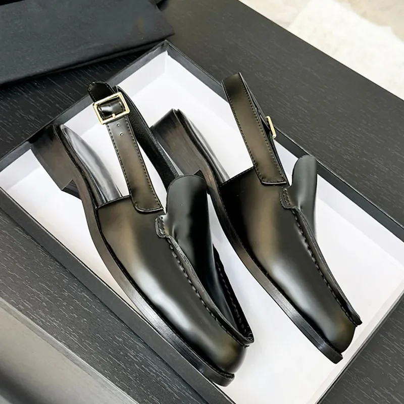 

25P Designer Slingback Shoes Leather Crystal Loafers Women Flats Mules Summer Slip-on Sandals Party Dress Shoes Casual Style 755