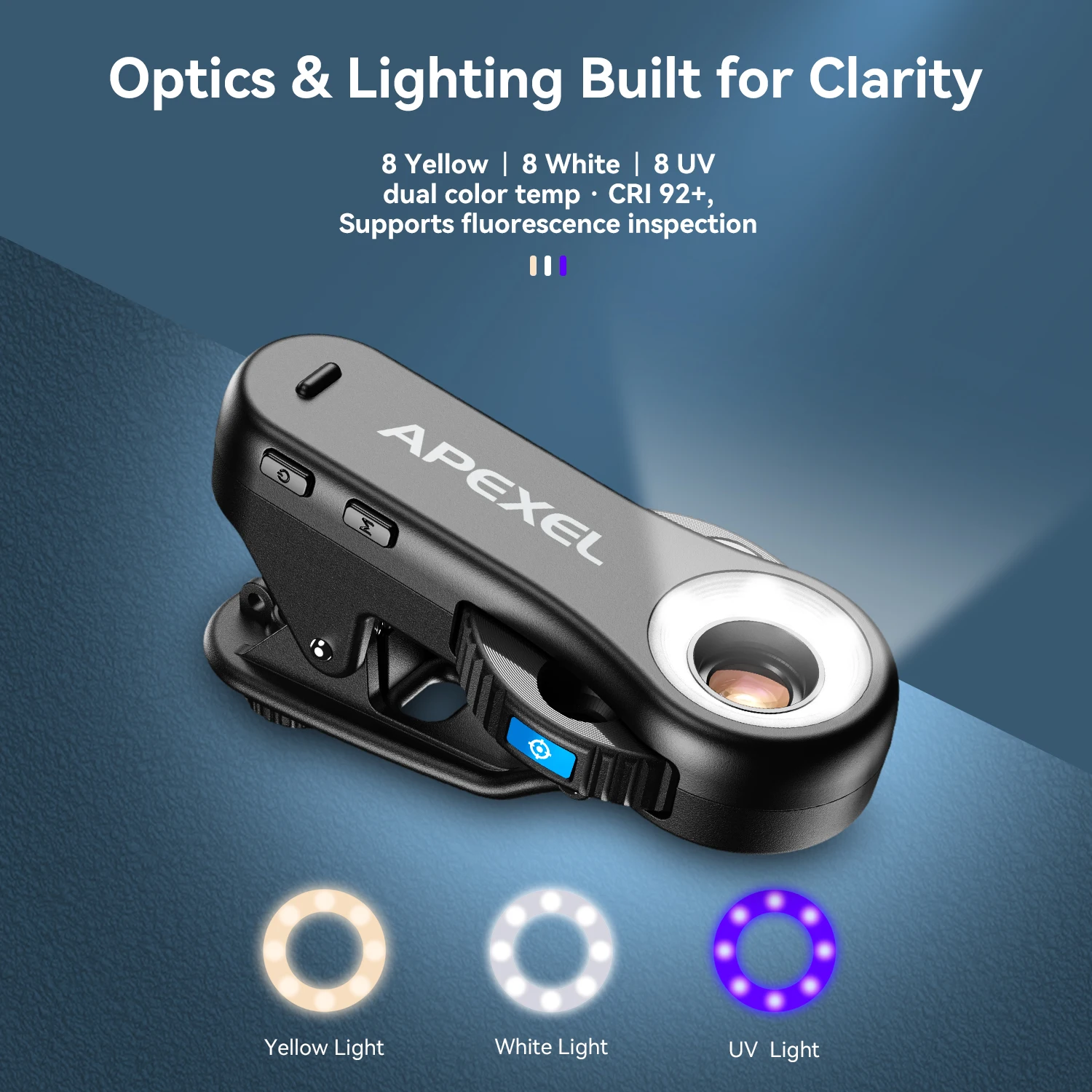 

Ювелирные линзы APEXEL 40X/80X/120X, объектив для микроскопа «все в 1» со светодиодной подсветкой/универсальный зажим для смартфонов iPhone/Android