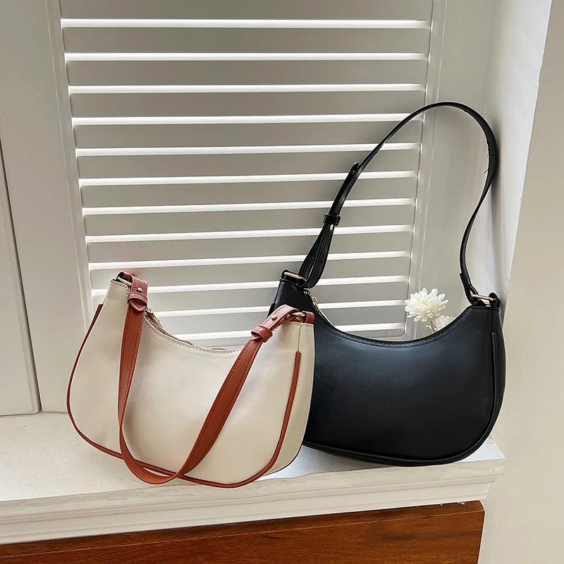 Women Shoulder Bag Luxury Designer Clutch Handbags Solid Color PU Leather Underarm Bag Female Casual Shopper Tote Hobos Bags image 5