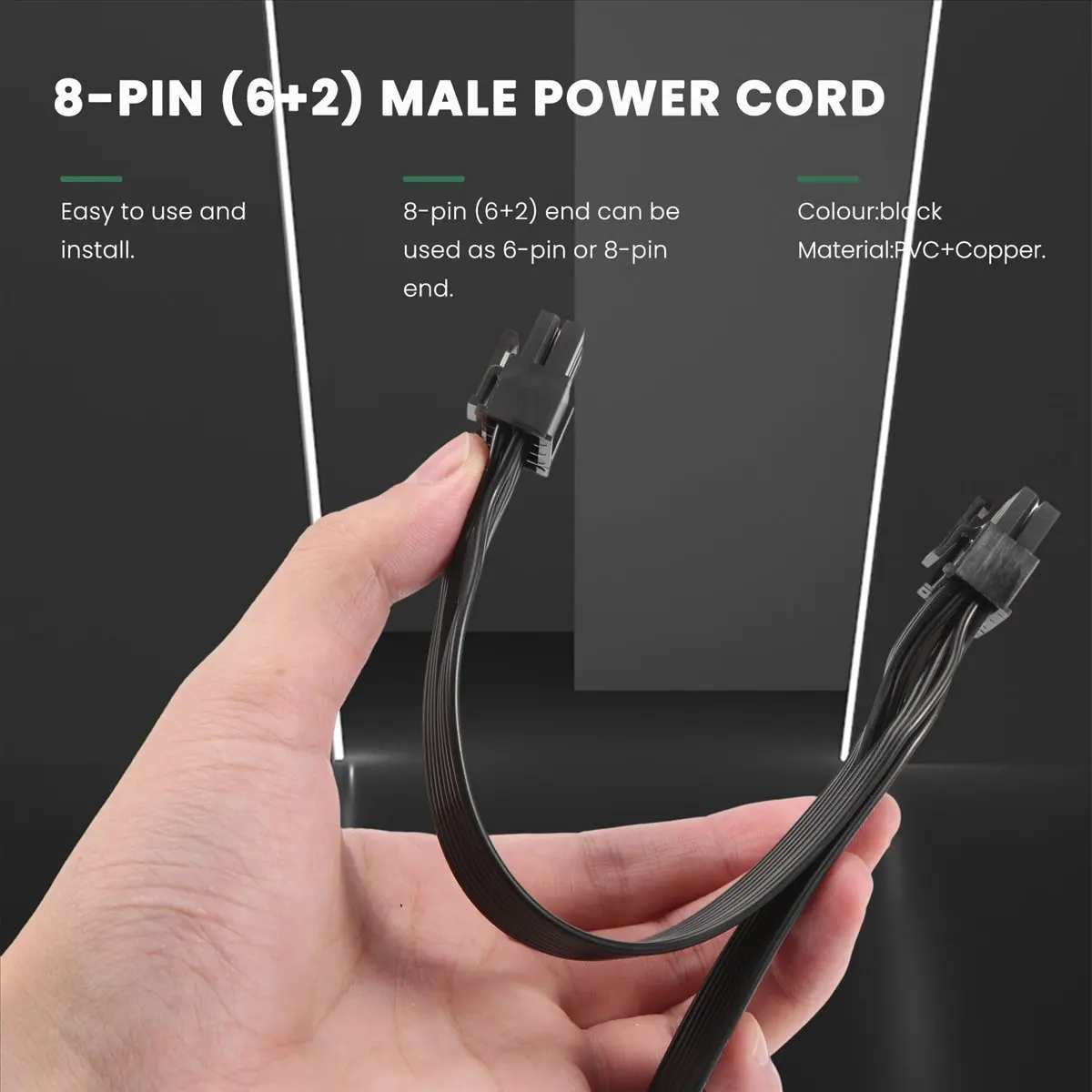 【A16I~】 ATX CPU 8-Pin Male to Dual PCIe 8-Pin (6+2) Male Power Supply Cable for Modular Power Supply RM//-M