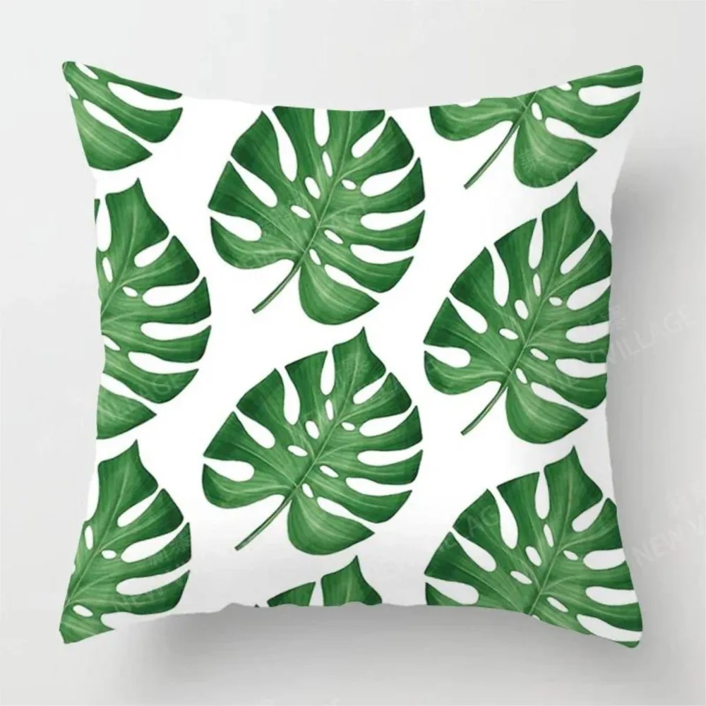 1Pc Green Plant Style Pattern Throw Pillow, Home Decorative Cushion, Double-Sided Printed Design,Soft Plush Cushion With Inser