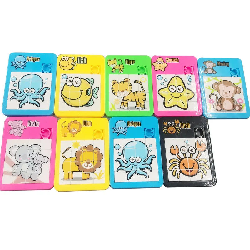 6PCS Animal Number Random Puzzle Plastic Slide Puzzle Logic Children's Early Education Puzzle Toy School Kindergarten Gift