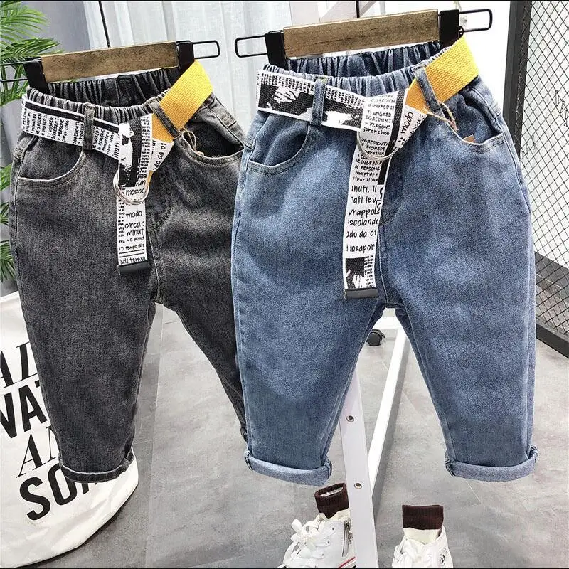 

New Fashionable Denim Pants Trendy Kids Clothes Casual Trousers Spring Autumn Boys Jeans 90-130CM