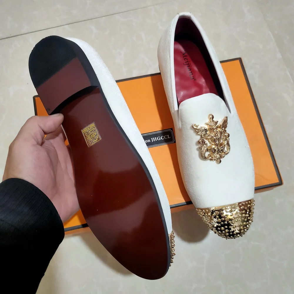 الرجال أحذية الزفاف الذهب الحصان مشبك وزيبرا P رينت أحذية جلدية بدون كعب المألوف ملهى ليلي أحذية الحفلات A25