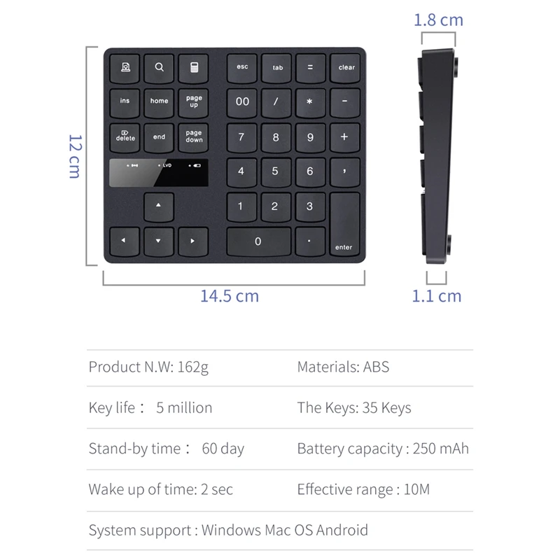 2.4G Wireless Numeric Keypad, Rechargeable Number Pad Keyboard With 35 Keys For PC/Laptop//Imac image 5