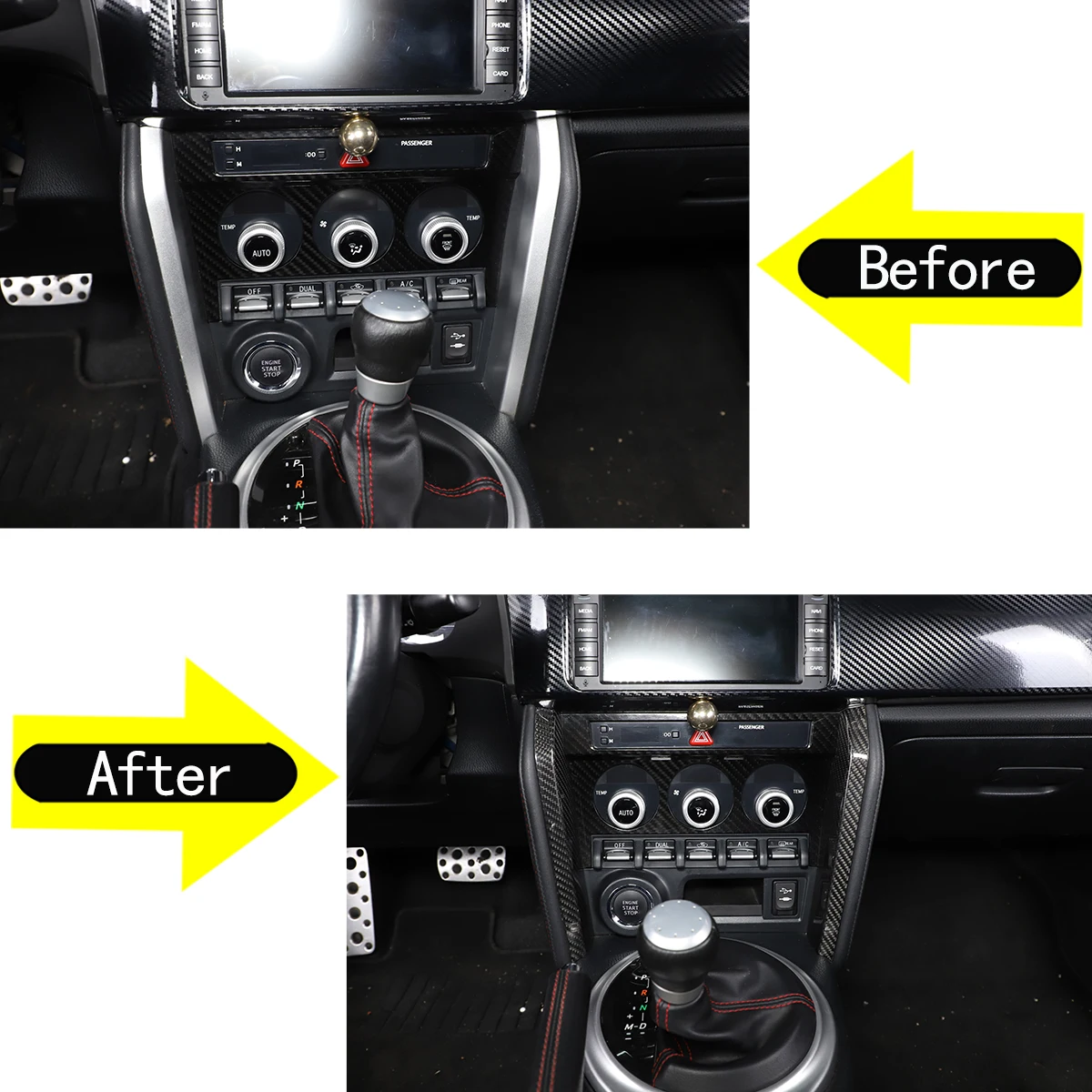 For Toyota 86/Subaru BRZ 2012-2020 Real Carbon Fiber Car Central Control Side Trim Frame Sticker 2-piece Car Accessories