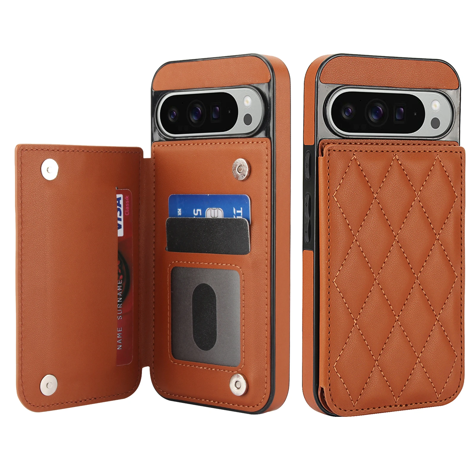 

Shockproof Leather Flip Card Hold Wallet Phone Case For Google Pixel 10 Pro XL 9 Pro 9A 8A 8Pro, Cards Pocket Protective Cover
