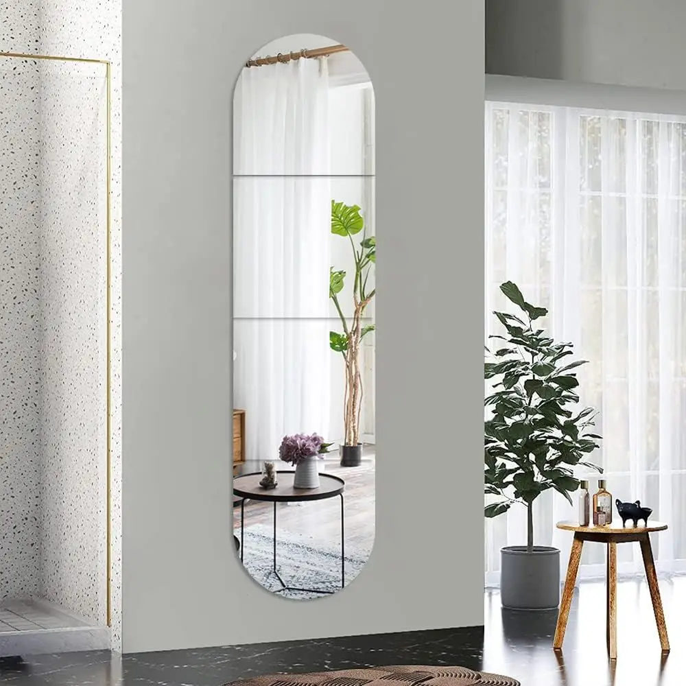 12x12 Inch Set of 4 Acrylic Wall-Mounted Stick-On Large Mirrors for Home, Gym, and Hallway