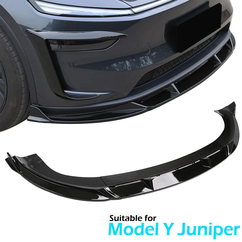 

Для Tesla Model Y Juniper, передний бампер, комплект для губ, передний спойлер, крыло, глянцевый черный разделитель, накладка Tesla Y 2025 2026, аксессуары