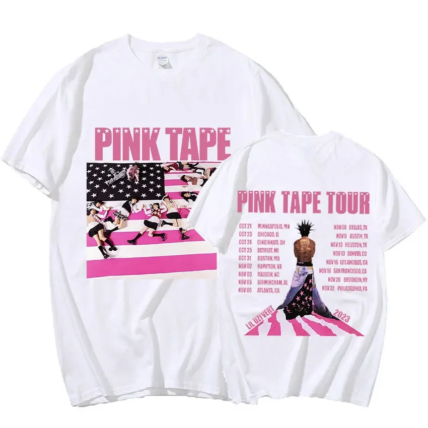 Rapper Lil Uzi Vert Pink T-Shirts Tour Konzert Baumwolle T-Shirt Männer Frauen Mode übergroße T-Shirt Hip Hop Streetwear