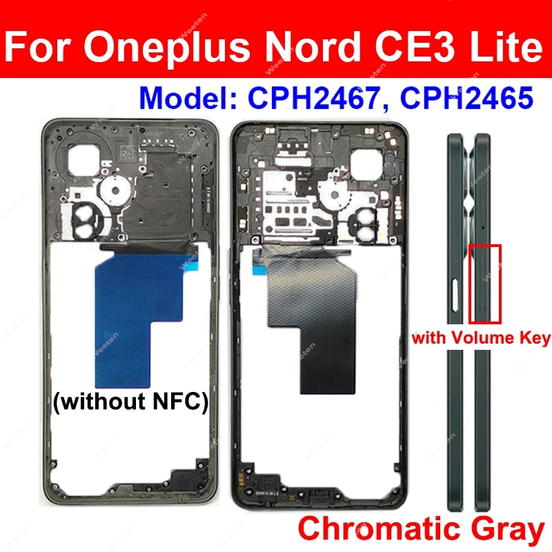 Middle Frame Housing For OnePlus 1+ Nord N20 N20Se N30 N100 N200 N300 Nord CE2 Lite CE3 Lite Middle Housing Bezel Plate Parts