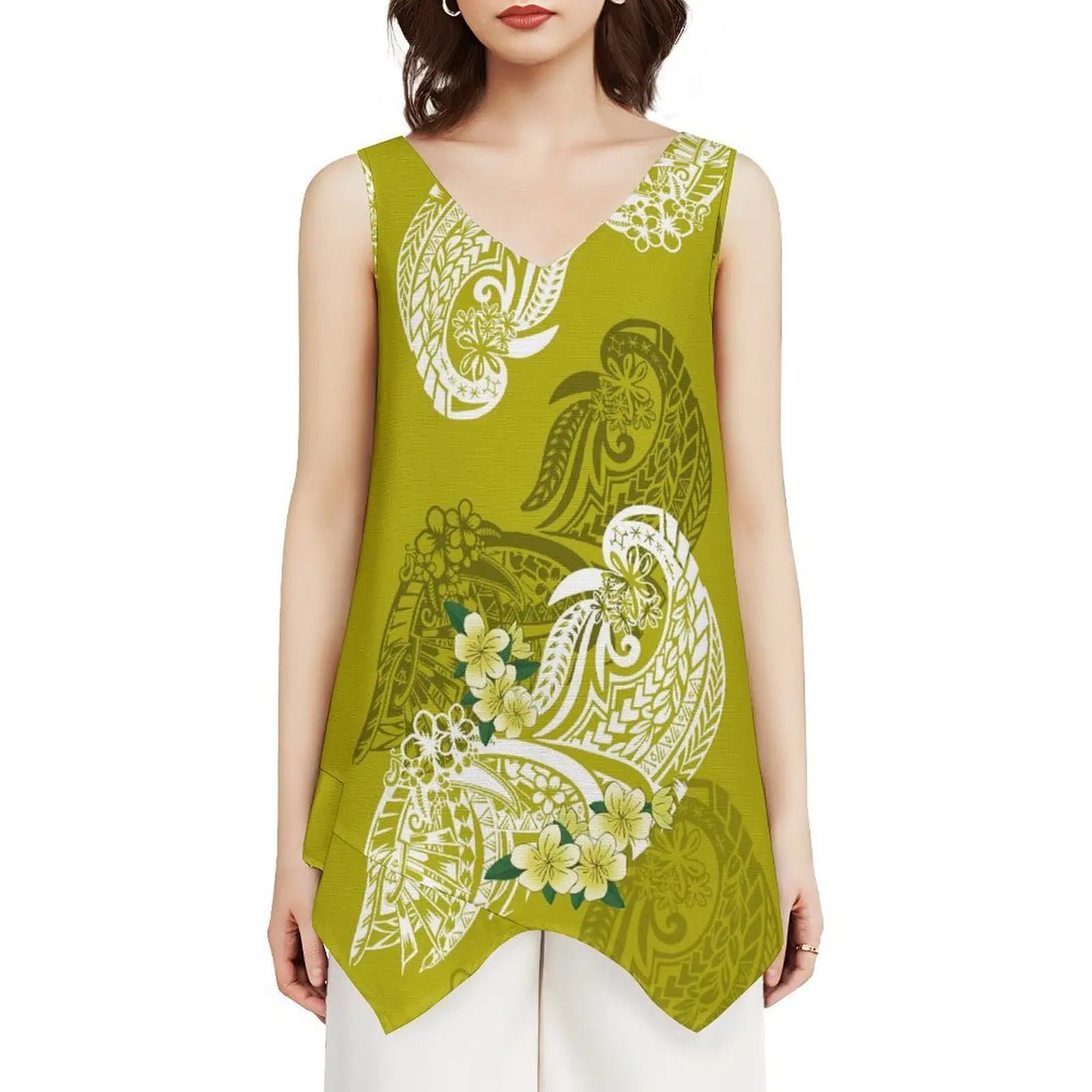 Irregular Hem Fashion Everything Daily Commute Polynesian Ethnic Top High Quality Custom Women Summer Vest