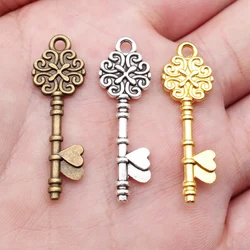 WYSIWYG 10pcs 33x11mm Heart Key Retro Key Vintage Key Charms Pendants For Jewelry Making DIY Jewelry Accessories