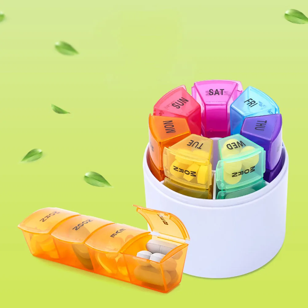

Органайзер для таблеток на 7 дней, 7 секций, портативный еженедельный дозатор для путешествий и домашнего использования
