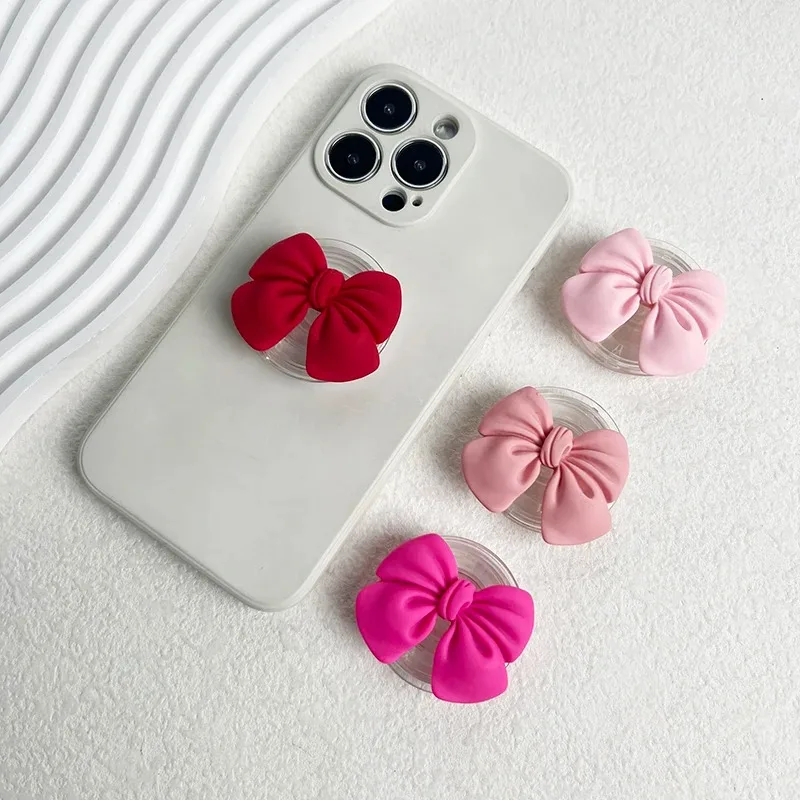 Korean Cute Colorful Bowknot Phone Holder Griptok Finger Ring Support For iPhone Samsung Cases Grip Tok Socket Bracket Girl Gift