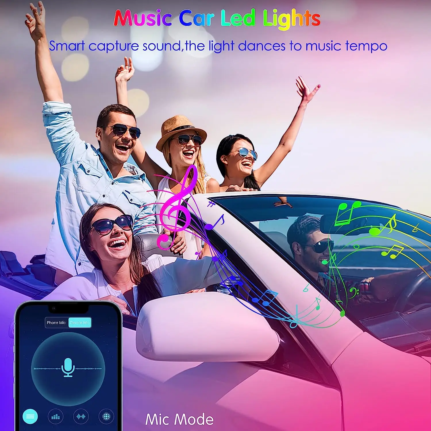 Imagem -04 - Neon Led Car Interior Luzes Ambiente pé sem Fio Remoto Música Controle de Aplicativos Auto Atmosfera Rgb Lâmpadas Decorativas