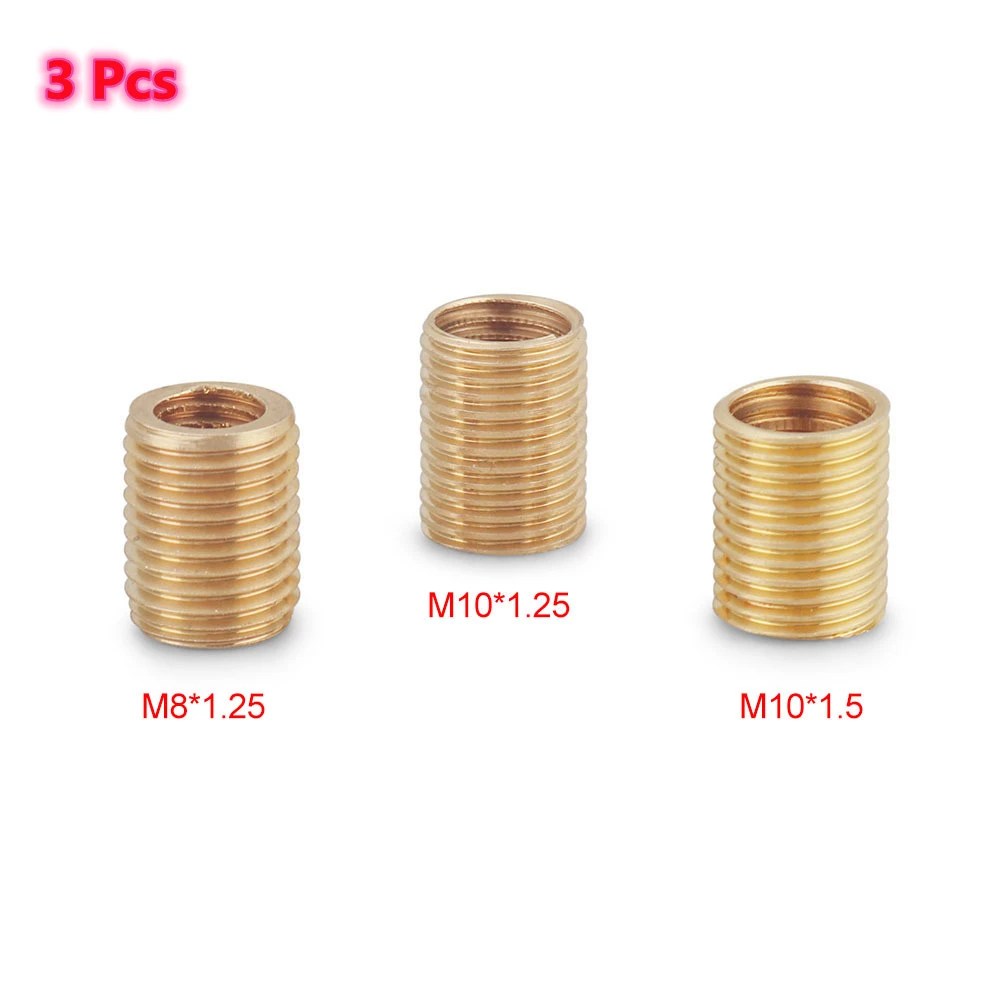 Liga de alumínio engrenagem Shift Knob Thread Adapter, porca Insert Kit, M10x1.25, M10x1.5, M8x1.25, 3pcs