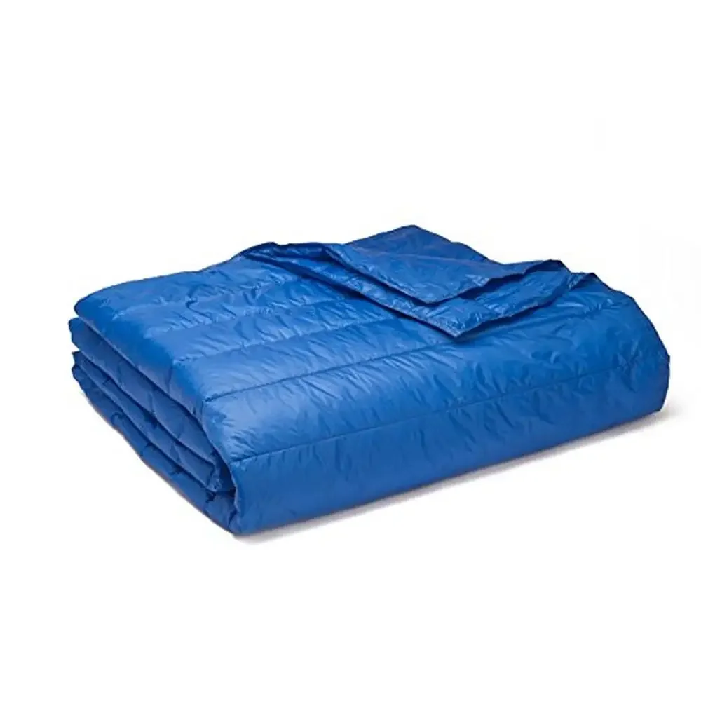 Water Resistant Nylon Blanket with Polyester Fill and Reusable Storage Bag Compact Travel Indoor & Outdoor Use Electric Blue