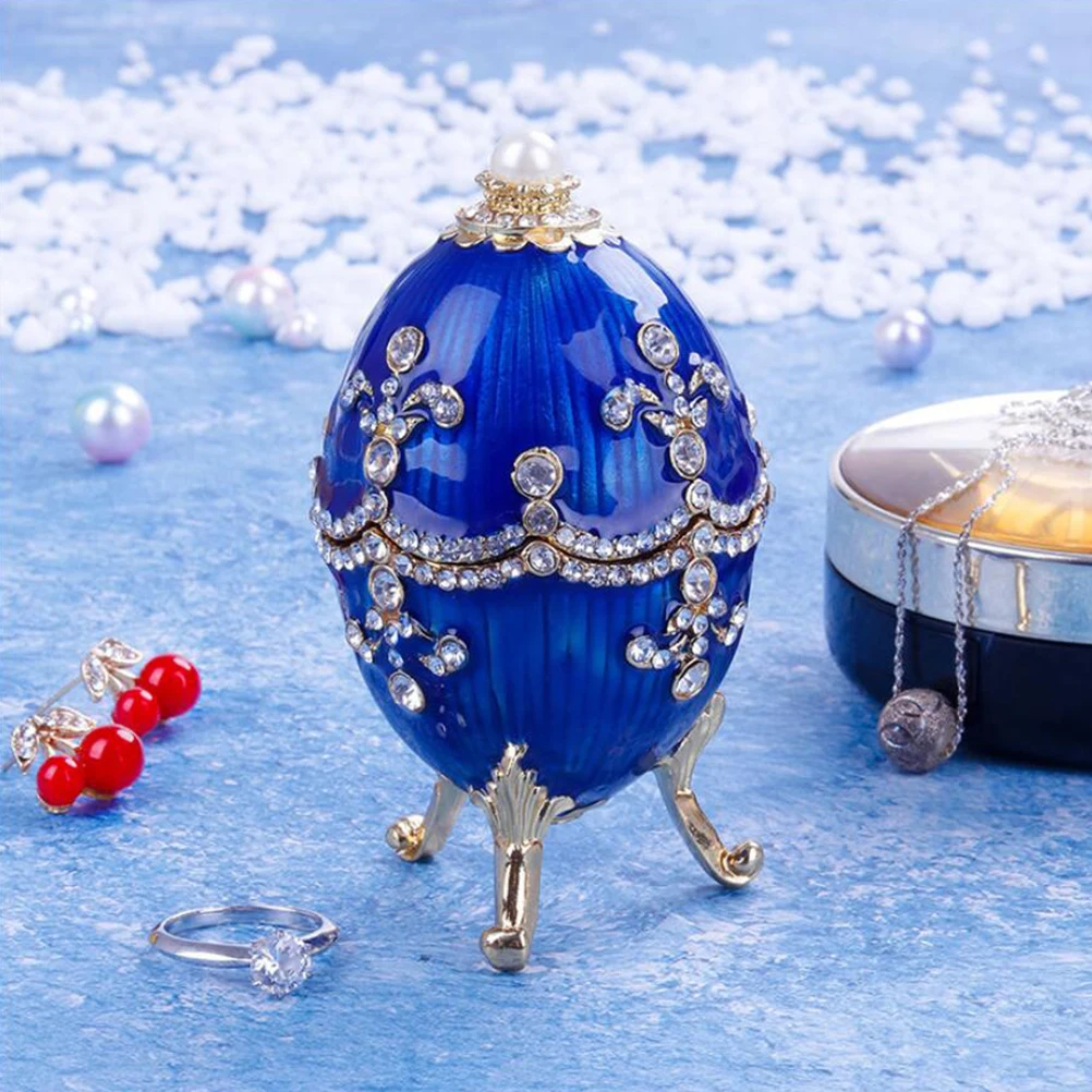 

Jewelry Organizer and Storage Metal Craft Box Ornament Small Trinket Case Organizers Blue
